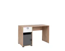 TOBI 08 biurko młodzieżowe z szafką i szufladą, dąb artisan / grafit / biały